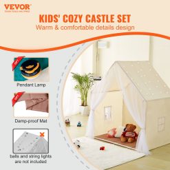 Alternative view of Kids Play Tent, Kids Tent for Kids 1-5 Years Old, Toddler Tent with Mat and Tent Lamp, Tent for Kids with Windows for Indoor and Outdoor, Yurt Tent for Boys and Girls, Beige