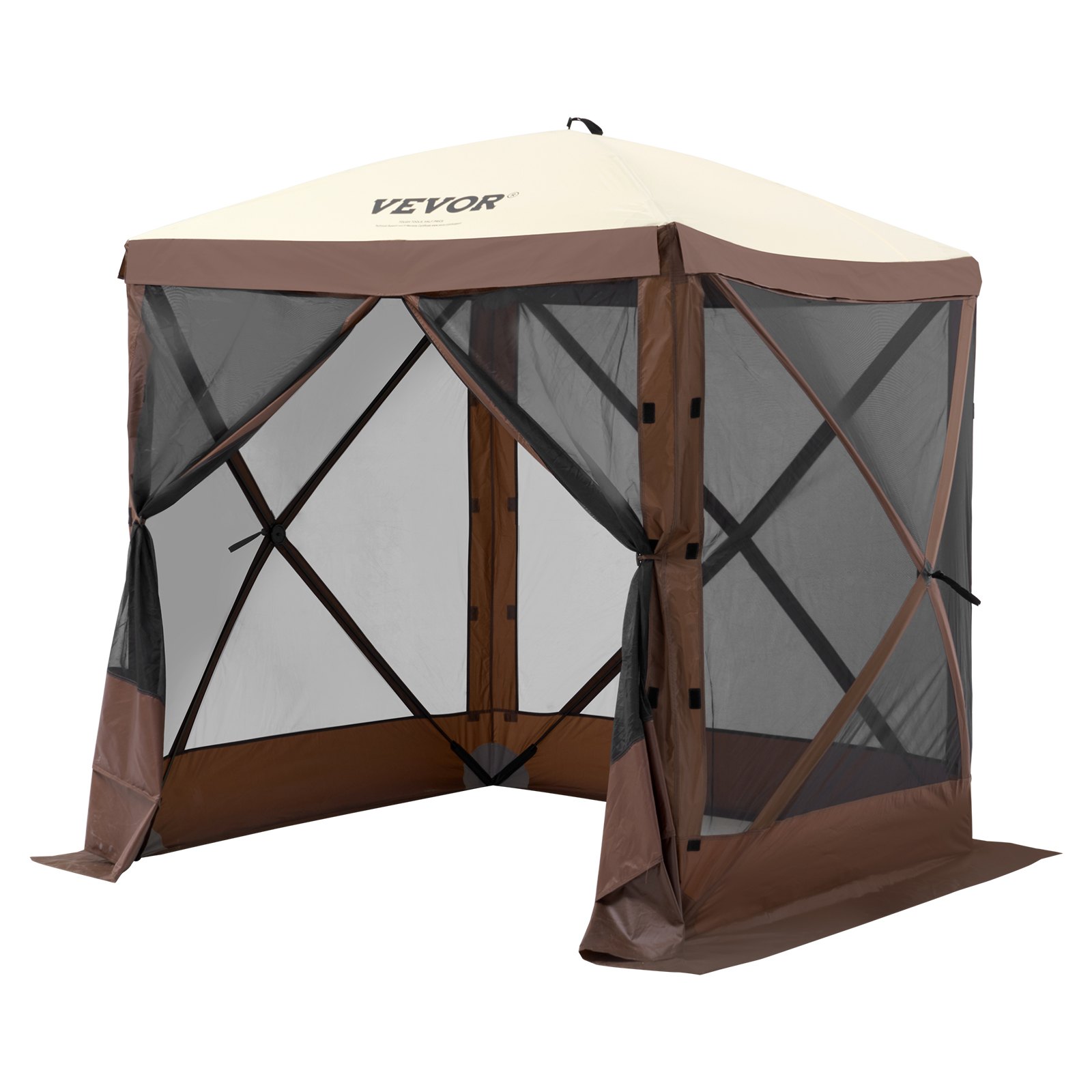 Pop Up Gazebo Tent, Pop-Up Screen Tent 4 Sided Canopy Sun Shelter with 4 Removable Privacy Wind Cloths & Mesh Windows, 6x6FT Quick Set Screen Tent with Mosquito Netting, Brown 1 Pop Up Gazebo Tent, Pop-Up Screen Tent 4 Sided Canopy Sun Shelter with 4 Removable Privacy Wind Cloths & Mesh Windows, 6x6FT Quick Set Screen Tent with Mosquito Netting, Brown