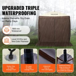 Pop Up Gazebo Tent, Pop-Up Screen Tent 4 Sided Canopy Sun Shelter with 4 Removable Privacy Wind Cloths & Mesh Windows, 6x6FT Quick Set Screen Tent with Mosquito Netting, Brown 13 V952 ZPSLTZS6X6FTW9616V0 202510131021 02