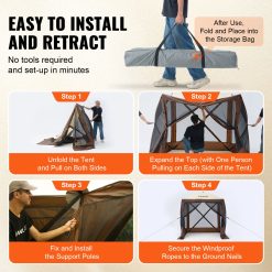 Pop Up Gazebo Tent, Pop-Up Screen Tent 4 Sided Canopy Sun Shelter with 4 Removable Privacy Wind Cloths & Mesh Windows, 6x6FT Quick Set Screen Tent with Mosquito Netting, Brown 15 V952 ZPSLTZS6X6FTW9616V0 202510131021 04