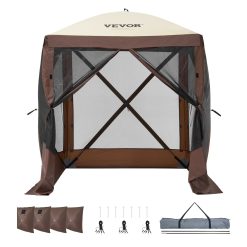 Pop Up Gazebo Tent, Pop-Up Screen Tent 4 Sided Canopy Sun Shelter with 4 Removable Privacy Wind Cloths & Mesh Windows, 6x6FT Quick Set Screen Tent with Mosquito Netting, Brown 19 V952 ZPSLTZS6X6FTW9616V0 202510131021 08