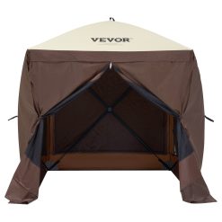 Pop Up Gazebo Tent, Pop-Up Screen Tent 4 Sided Canopy Sun Shelter with 4 Removable Privacy Wind Cloths & Mesh Windows, 6x6FT Quick Set Screen Tent with Mosquito Netting, Brown 20 V952 ZPSLTZS6X6FTW9616V0 202510131021 09