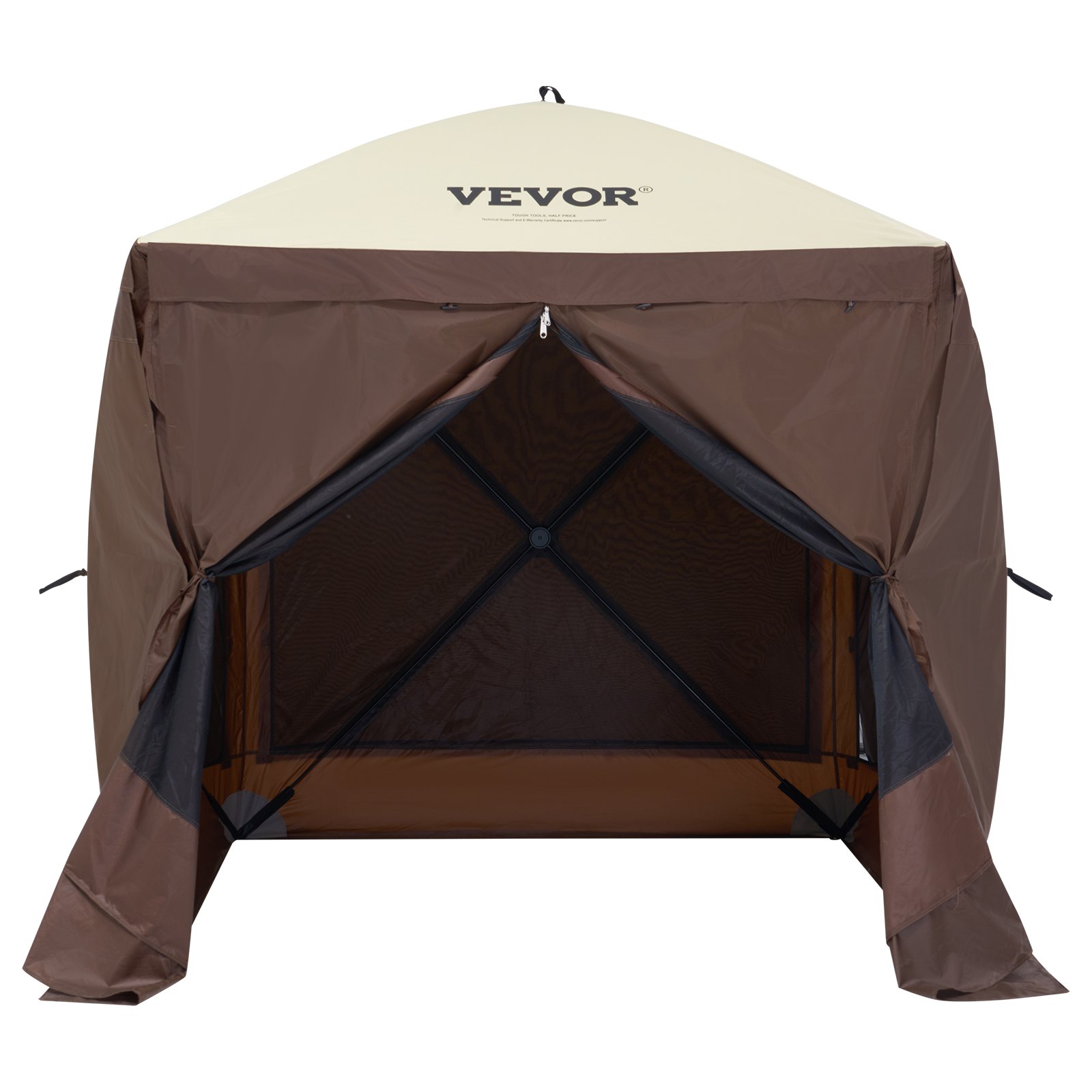 Pop Up Gazebo Tent, Pop-Up Screen Tent 4 Sided Canopy Sun Shelter with 4 Removable Privacy Wind Cloths & Mesh Windows, 6x6FT Quick Set Screen Tent with Mosquito Netting, Brown 10 Pop Up Gazebo Tent, Pop-Up Screen Tent 4 Sided Canopy Sun Shelter with 4 Removable Privacy Wind Cloths & Mesh Windows, 6x6FT Quick Set Screen Tent with Mosquito Netting, Brown - Image 10