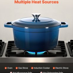 Enameled Cast Iron Dutch Oven, 5.7L Pot with Lid and Dual Handles, Heavy-Duty Durable Cookware Pan, Oven Induction Compatible up to 260 ℃, for Braising, Stews, Roasting, Bread Baking, Blue 14 V952 ZTHLKX6QTTCT7F6PS001V0 202601141525 03