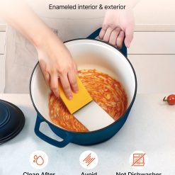 Enameled Cast Iron Dutch Oven, 5.7L Pot with Lid and Dual Handles, Heavy-Duty Durable Cookware Pan, Oven Induction Compatible up to 260 ℃, for Braising, Stews, Roasting, Bread Baking, Blue 15 V952 ZTHLKX6QTTCT7F6PS001V0 202601141525 04