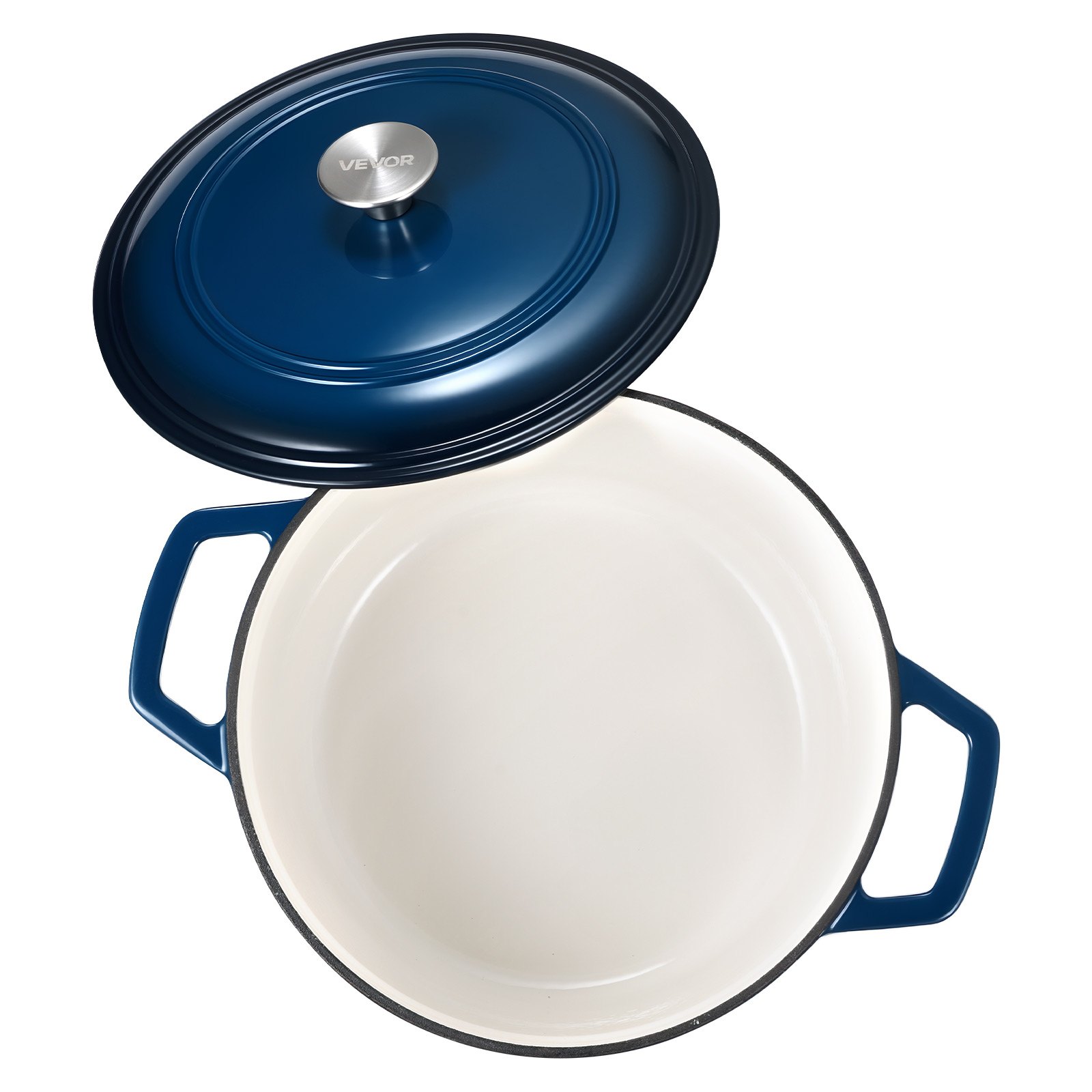 Enameled Cast Iron Dutch Oven, 5.7L Pot with Lid and Dual Handles, Heavy-Duty Durable Cookware Pan, Oven Induction Compatible up to 260 ℃, for Braising, Stews, Roasting, Bread Baking, Blue 9 Enameled Cast Iron Dutch Oven, 5.7L Pot with Lid and Dual Handles, Heavy-Duty Durable Cookware Pan, Oven Induction Compatible up to 260 ℃, for Braising, Stews, Roasting, Bread Baking, Blue - Image 9