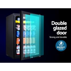 Alternative view of Devanti 115L Bar Fridge Glass Door w/Light Black
