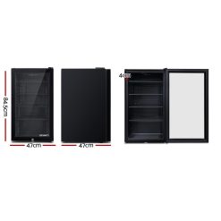 Alternative view of Devanti 98L Bar Fridge Glass Door Mini Fridges Freezer Black