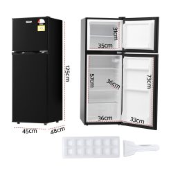 Alternative view of Devanti 122L Two Door Bar Fridge Mini Fridge with Freezer Black
