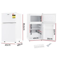 Alternative view of Devanti 85L Bar Fridge Mini Freezer Refrigerator White