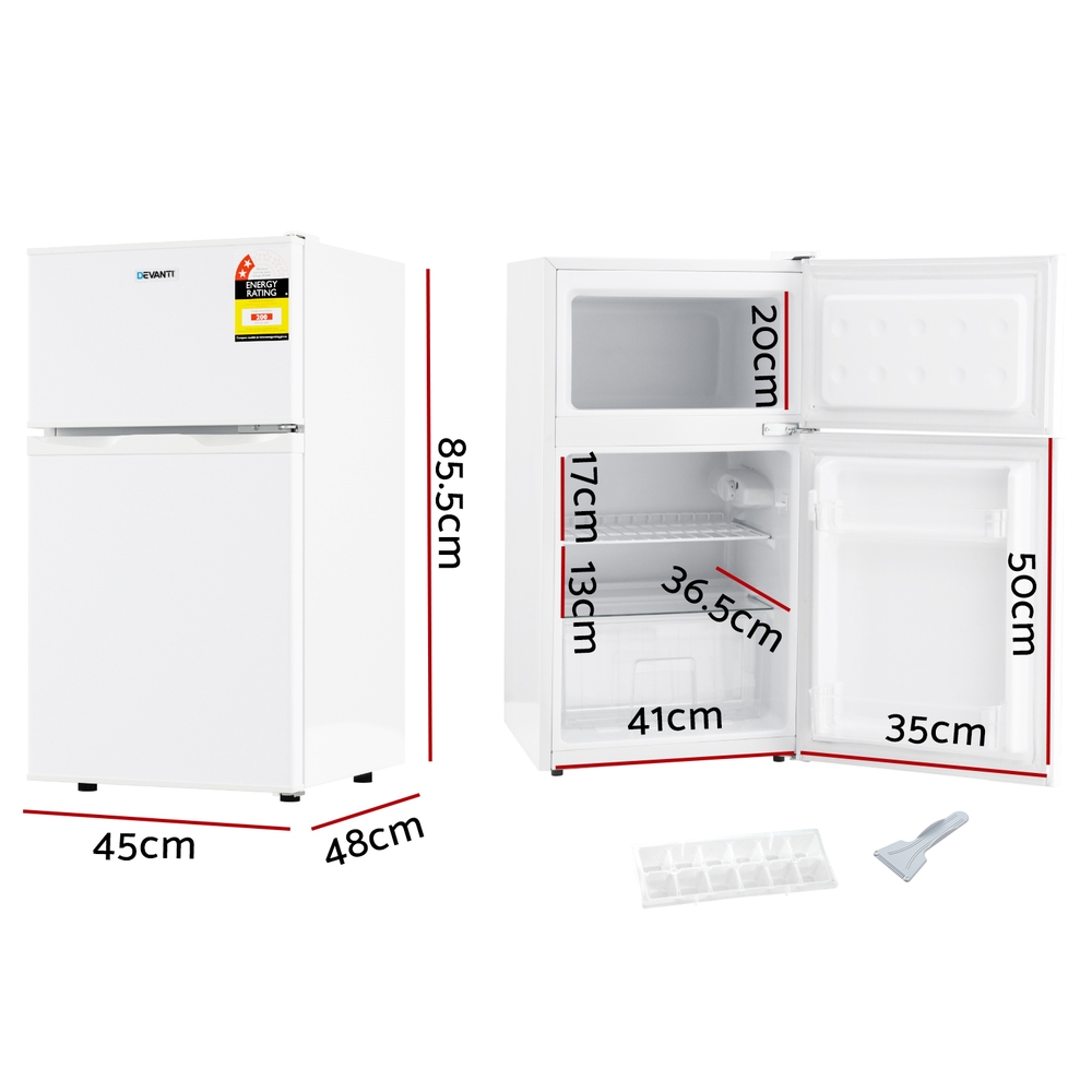 Devanti 85L Bar Fridge Mini Freezer Refrigerator White 2 Devanti 85L Bar Fridge Mini Freezer Refrigerator White - Image 2