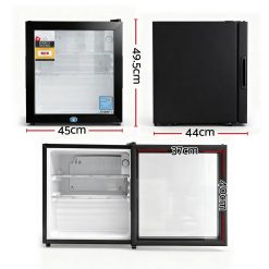 Alternative view of Devanti 40L Bar Fridge Glass Door Mini Fridge Countertop Cooler Black