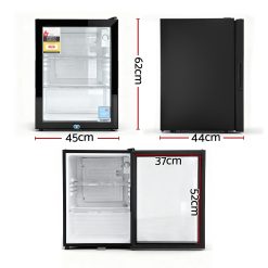 Alternative view of Devanti 56L Bar Fridge Glass Door Mini Fridge Countertop Cooler Black