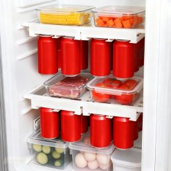 Alternative view of 2-Pack Refrigerator Can Organizer – Hanging Soda & Beer Rack, Space-Saving Shelf for Fridge, Holds 8 Cans, Easy Installation (White)