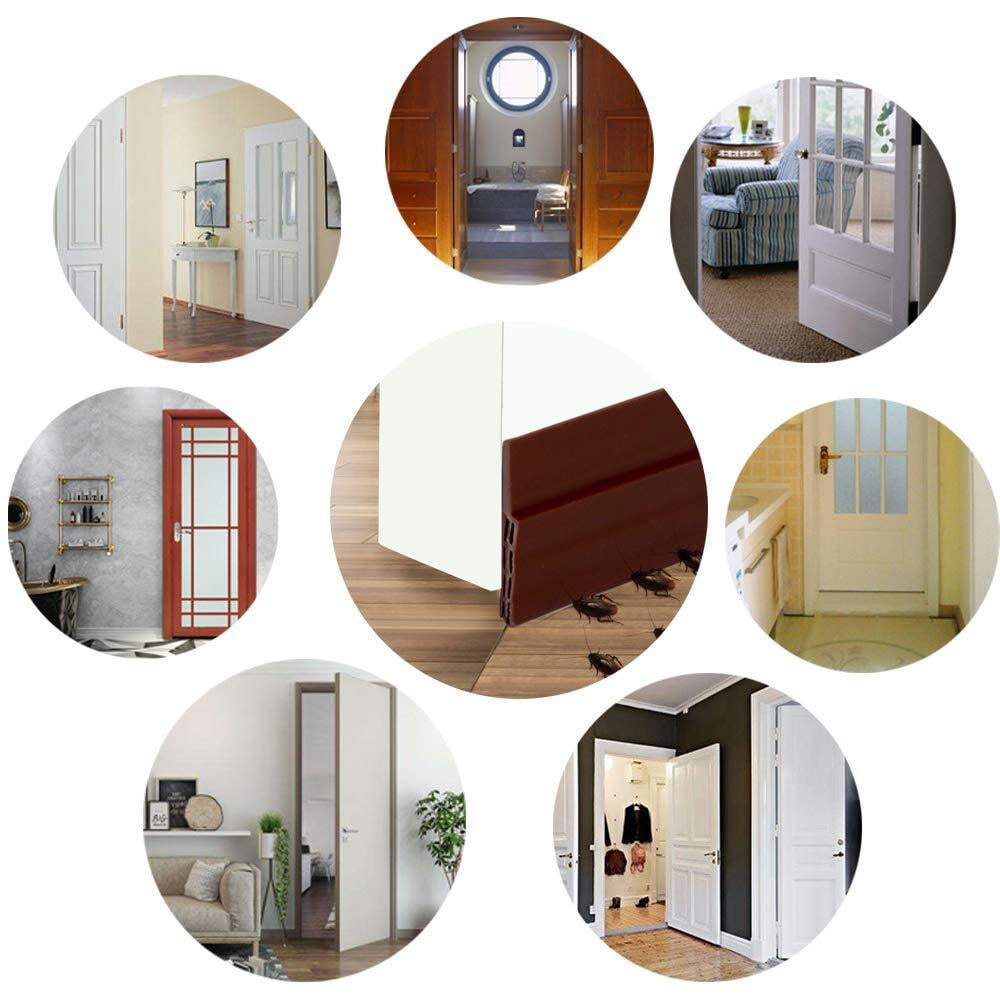 Door Draft Stopper, 37 Inch Under Door Sweep Bottom Blocker with Rubber Seal Strip, Under Door Seal for Exterior/Interior, Soundproof Weather Stripping Door Seal(White) 1PC Brown 5 Door Draft Stopper, 37 Inch Under Door Sweep Bottom Blocker with Rubber Seal Strip, Under Door Seal for Exterior/Interior, Soundproof Weather Stripping Door Seal(White) 1PC Brown - Image 5