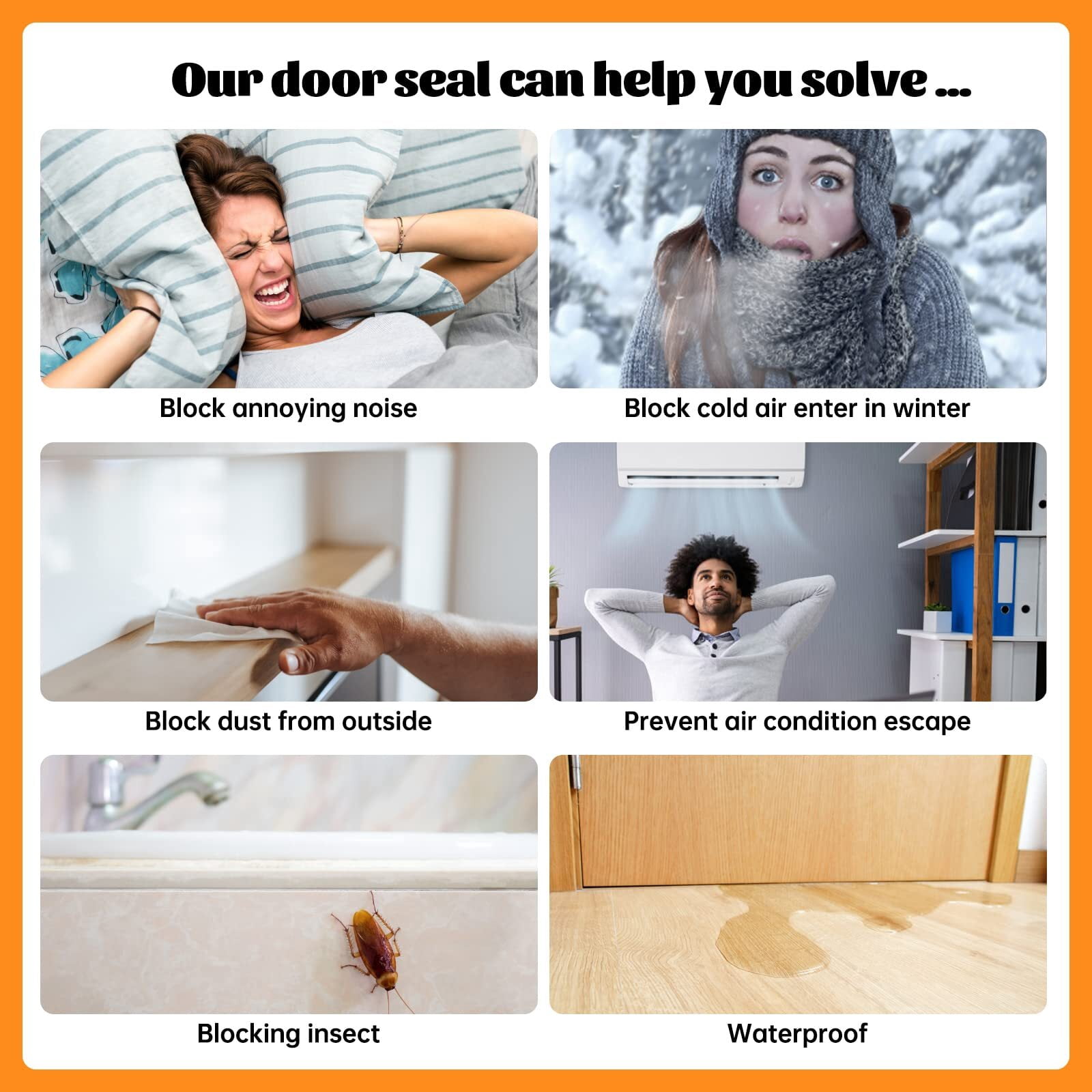Door Draft Stopper, 37 Inch Under Door Sweep Bottom Blocker with Rubber Seal Strip, Under Door Seal for Exterior/Interior, Soundproof Weather Stripping Door Seal(White) 1PC Brown 6 Door Draft Stopper, 37 Inch Under Door Sweep Bottom Blocker with Rubber Seal Strip, Under Door Seal for Exterior/Interior, Soundproof Weather Stripping Door Seal(White) 1PC Brown - Image 6