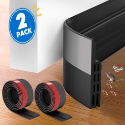 Door Draft Stopper, 37 Inch Under Door Sweep Bottom Blocker with Rubber Seal Strip, Under Door Seal for Exterior/Interior, Soundproof Weather Stripping Door Seal(White) 2PC Brown
