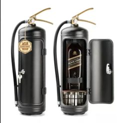 Fire Extinguisher Minibar Wine Cabinet Perfect Gift for Men black