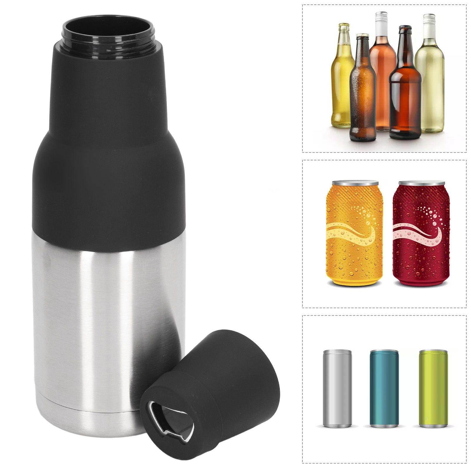Vacuum Double Wall Stainless Steel Can Insulation and Cold Storage Tank with Bottle Opener Steel Color 12 Vacuum Double Wall Stainless Steel Can Insulation and Cold Storage Tank with Bottle Opener Steel Color - Image 12