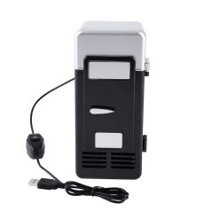 LED Mini USB Refrigerator USB Refrigerator Drinks Beverage Cans Refrigerator and Heater Black