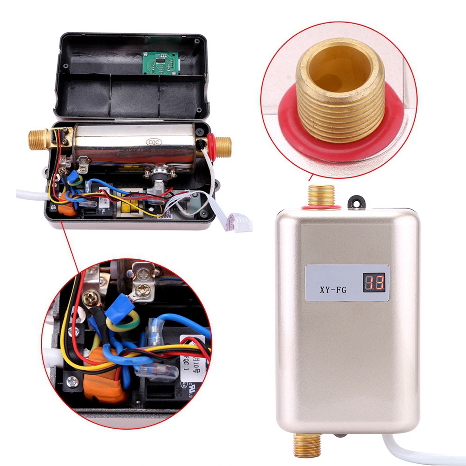 220V 3800W Mini Electric Tankless Instant Hot Water Heater Bathroom Kitchen Washing Golden 13 220V 3800W Mini Electric Tankless Instant Hot Water Heater Bathroom Kitchen Washing Golden - Image 13