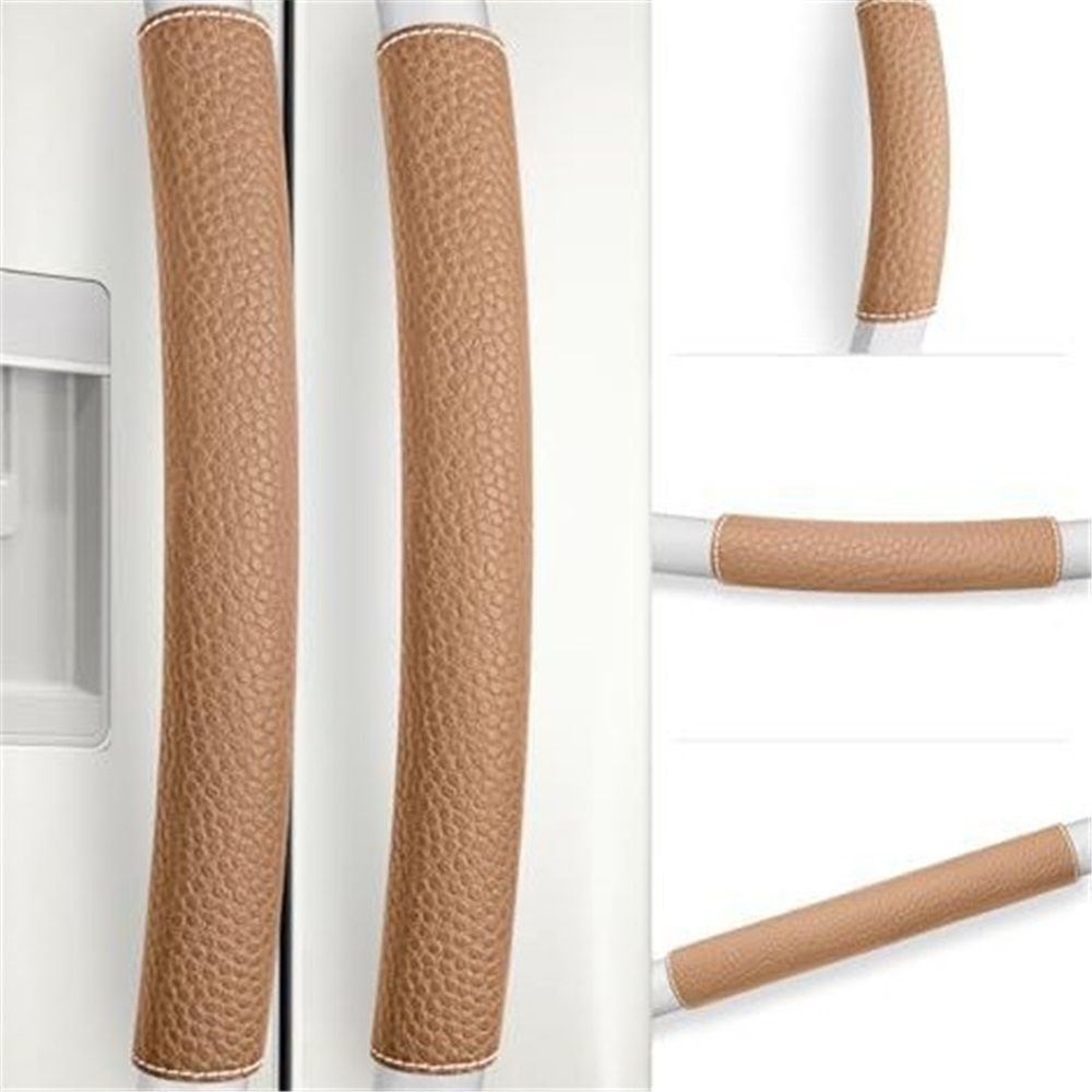 Refrigerator Door Handle Covers, 5PCS, Leather Kitchen Appliance Handle Covers Keep Your Fridge Microwave Oven Stove Dishwasher Clean,Trimmable and One Size Fits All (light brown) 2 Refrigerator Door Handle Covers, 5PCS, Leather Kitchen Appliance Handle Covers Keep Your Fridge Microwave Oven Stove Dishwasher Clean,Trimmable and One Size Fits All (light brown) - Image 2