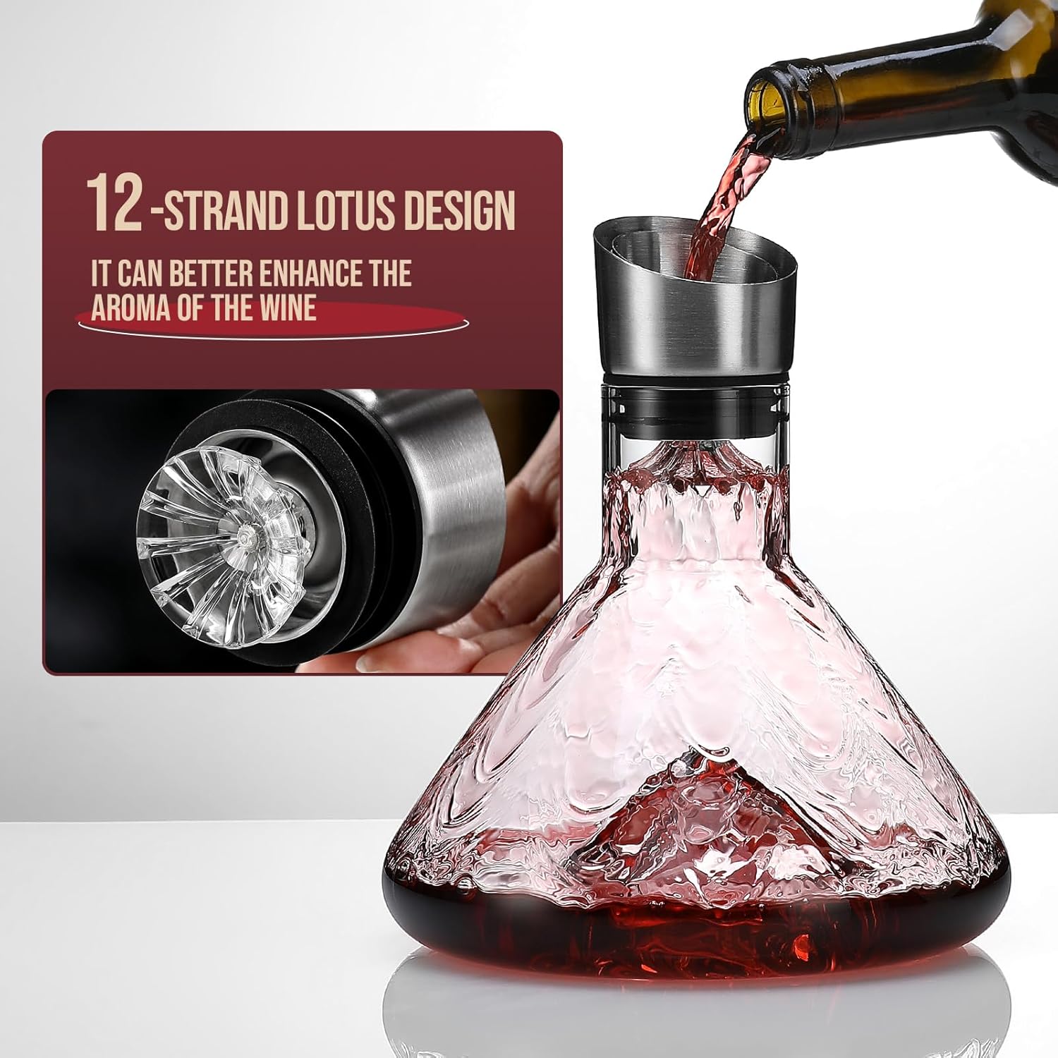 CARLA HOME Iceberg Wine Decanter with Aerator Filter and Lid 5 CARLA HOME Iceberg Wine Decanter with Aerator Filter and Lid - Image 5