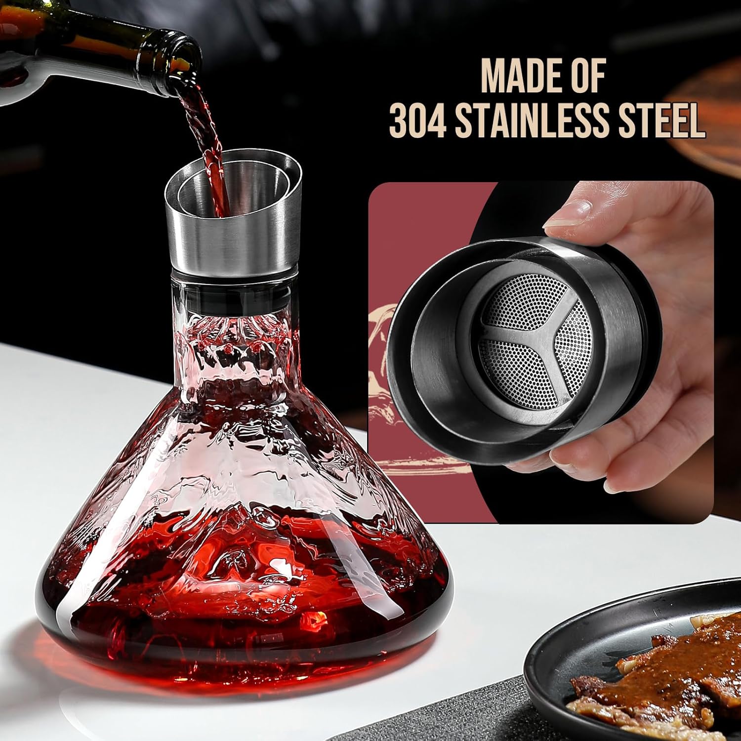 CARLA HOME Iceberg Wine Decanter with Aerator Filter and Lid 6 CARLA HOME Iceberg Wine Decanter with Aerator Filter and Lid - Image 6