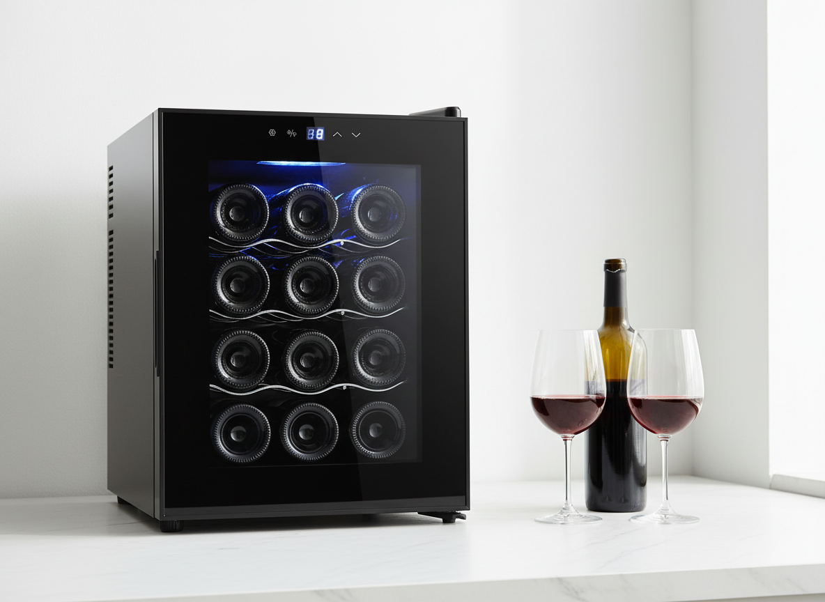 12 Bottle Thermoelectric Wine Fridge, 65W, UV Protected Glass Door, Soft LED Illumination 4 12 Bottle Thermoelectric Wine Fridge, 65W, UV Protected Glass Door, Soft LED Illumination - Image 4
