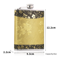 Alternative view of 8oz Stainless Steel Hip Flask Gift Set with Elegant Floral Pattern and 2 Cups Plus Funnel for Outdoor Camping and Gifting