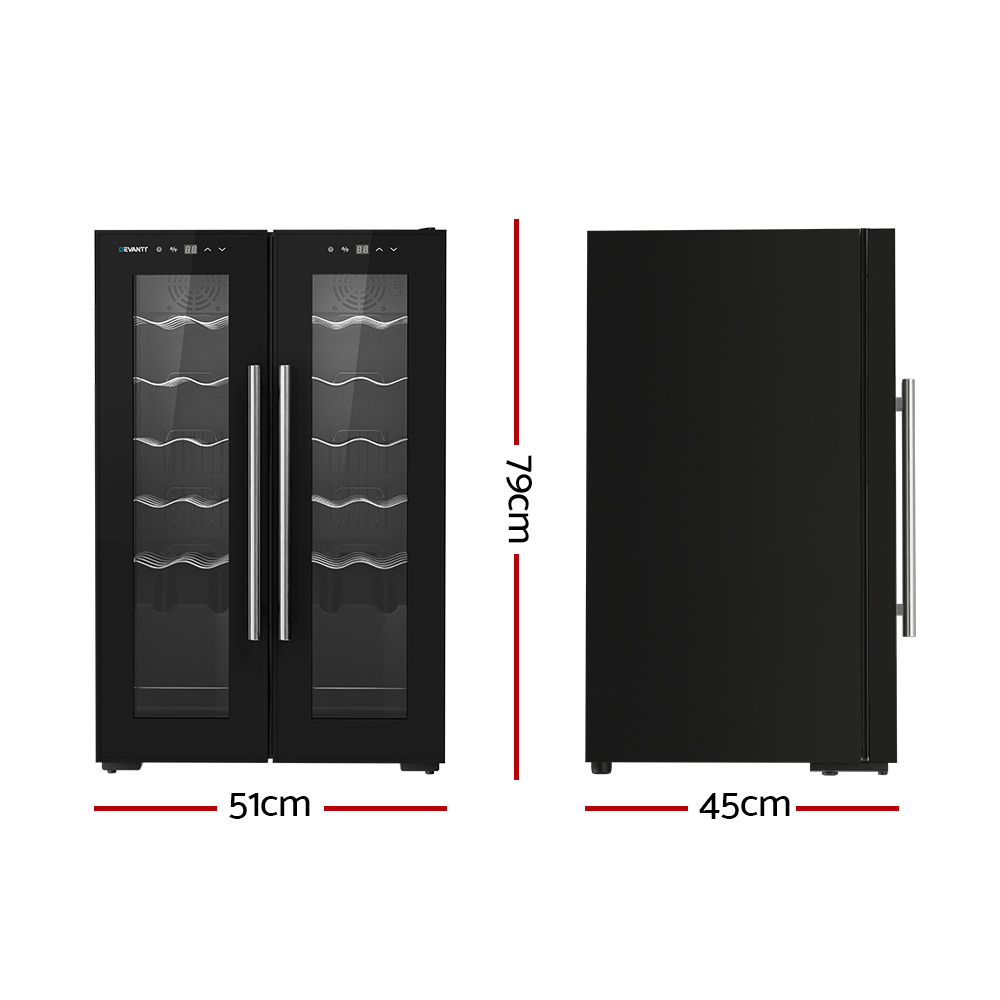 Devanti Wine Fridge Cooler Dual Zone 24 Bottles 2 Devanti Wine Fridge Cooler Dual Zone 24 Bottles - Image 2