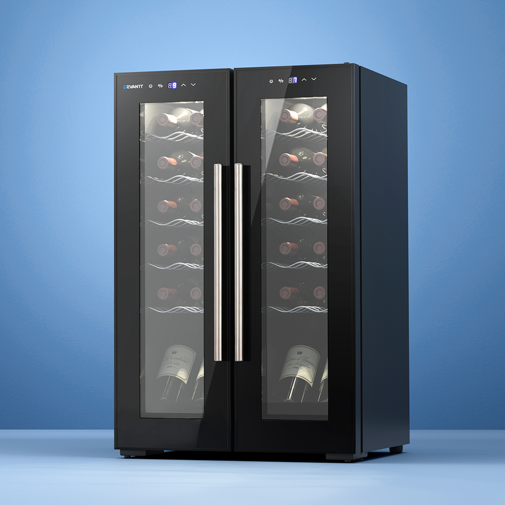 Devanti Wine Fridge Cooler Dual Zone 24 Bottles 1 Devanti Wine Fridge Cooler Dual Zone 24 Bottles