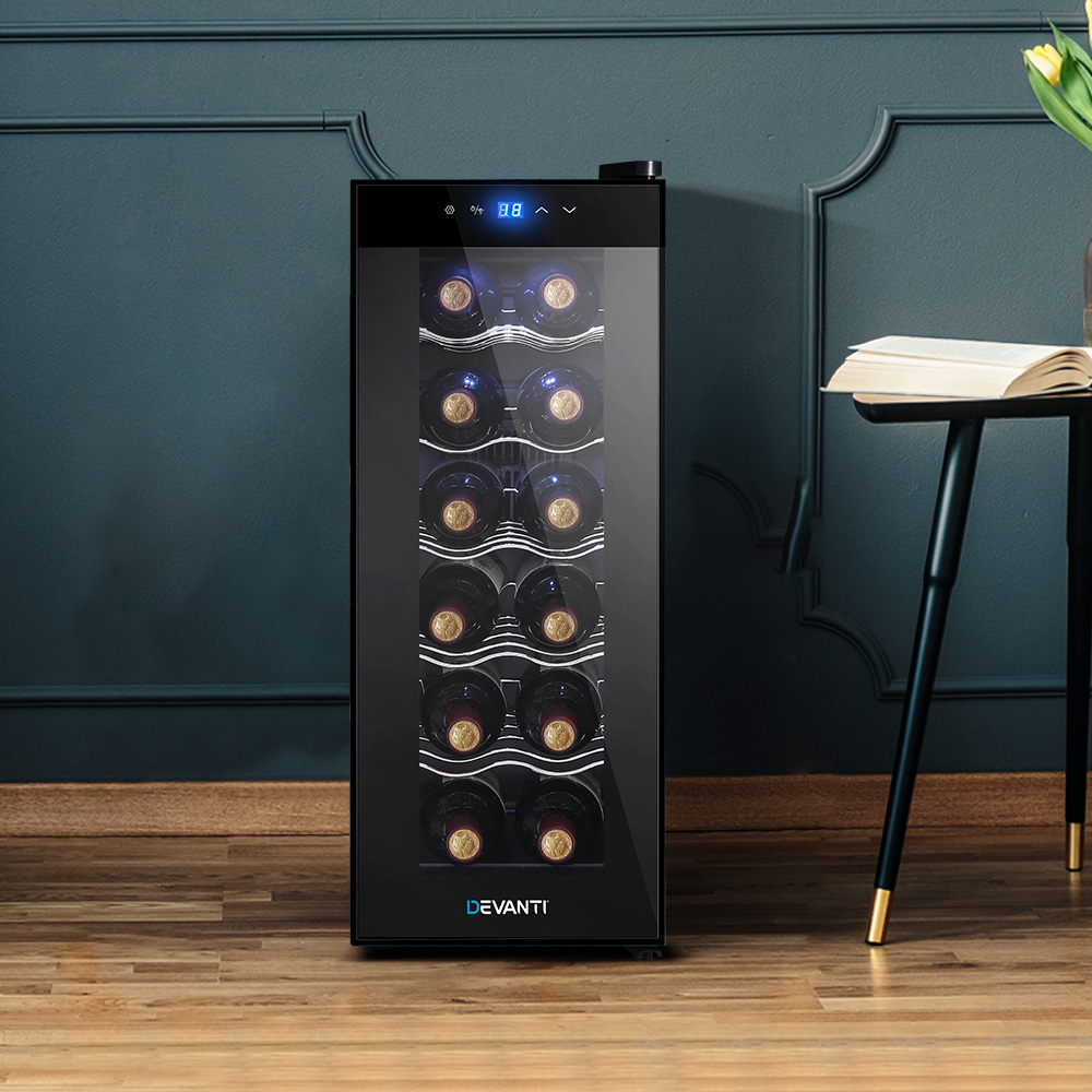 Devanti Wine Fridge Cooler 12 Bottles 1 Devanti Wine Fridge Cooler 12 Bottles