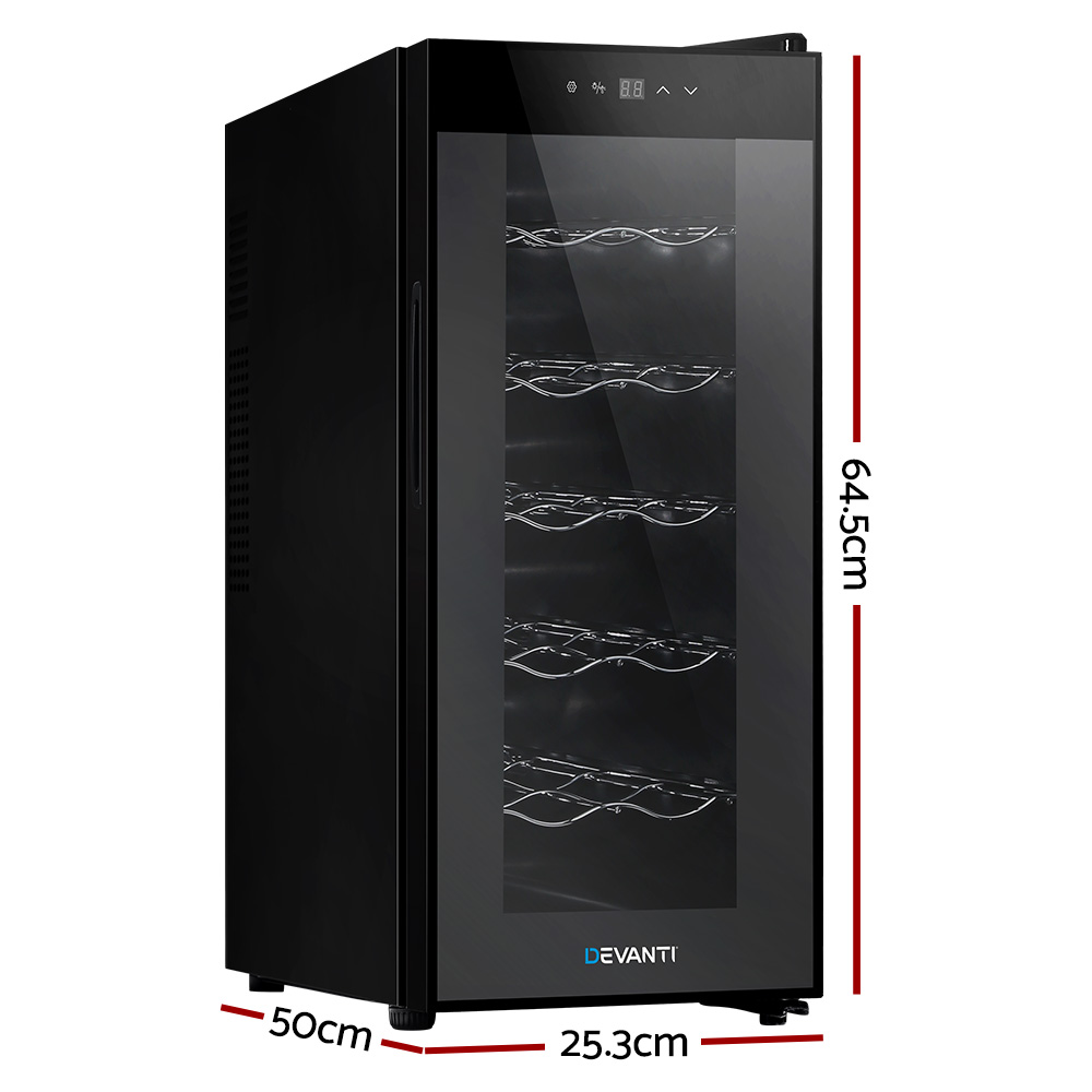 Devanti Wine Fridge Cooler 12 Bottles 2 Devanti Wine Fridge Cooler 12 Bottles - Image 2