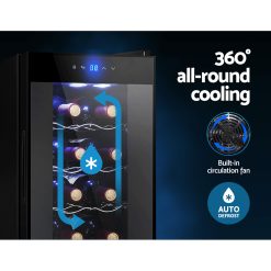 Devanti Wine Fridge Cooler 12 Bottles 11 WC 35C 12B BK 202502281900 03