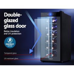 Devanti Wine Fridge Cooler 12 Bottles 13 WC 35C 12B BK 202502281900 05