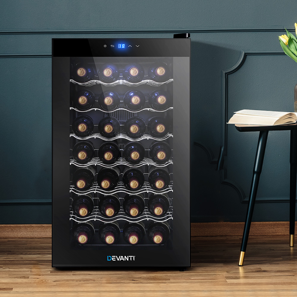 Devanti Wine Fridge Cooler 28 Bottles 1 Devanti Wine Fridge Cooler 28 Bottles